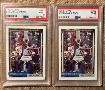 LOT OF 1992 TOPPS SHAQUILLE O’NEAL PSA 9 #362