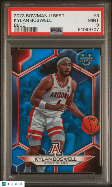 2023 Bowman University Best Kylan Boswell #3 Blue Refractor /150 PSA 9