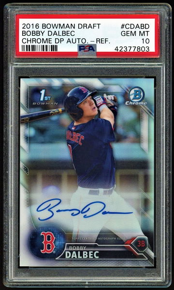 2016 Bowman Chrome BOBBY DALBEC Refractor Auto RC #373/499 PSA 10 Red Sox (Very Low POP)