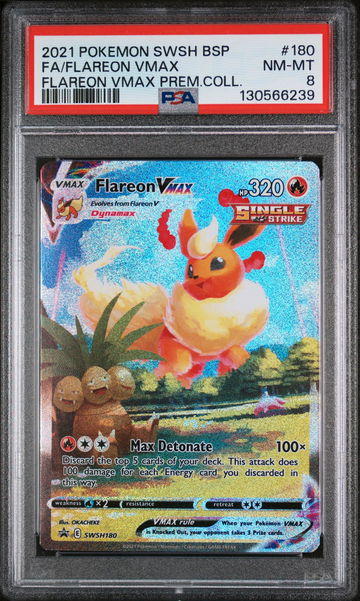 2019 Pokemon Sword and Shield Black Star Promos Premium Collection Flareon Vmax #SWSH180 PSA 8
