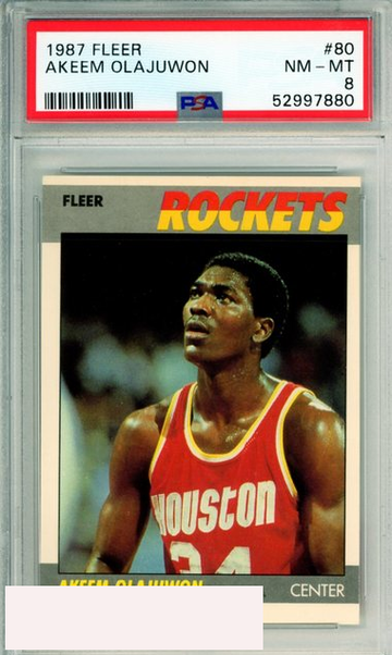 1987 FLEER AKEEM OLAJUWON #80 HOF HOUSTON ROCKETS PSA 8 NM-MT