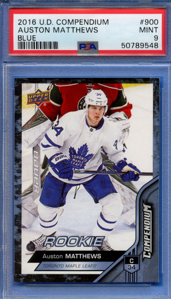 2016 UD Compendium Blue Auston Matthews RC Leafs PSA 9 MINT