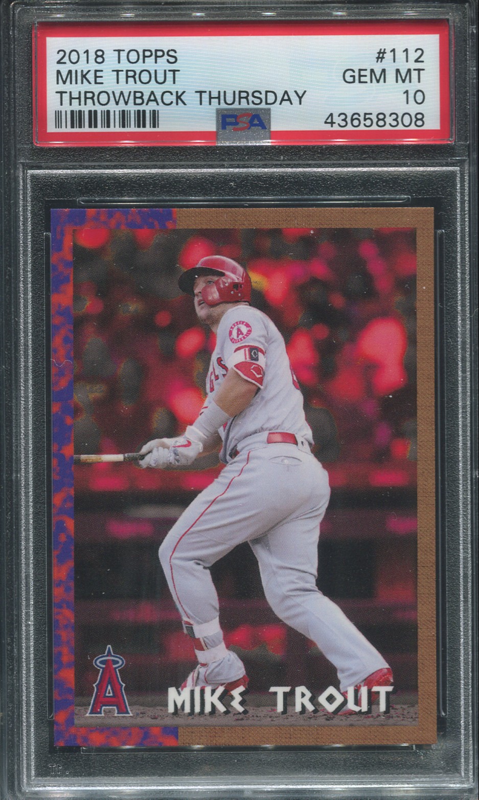 Mike Trout, PSA 10, 2018 Topps Throwback Thursday TBT #112 SP Gem Mint