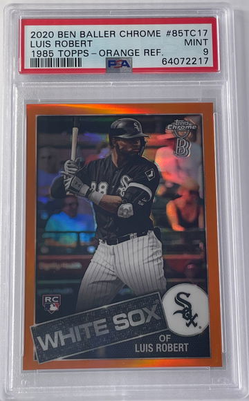 2020 Topps Chrome Ben Baller Luis Robert Orange Refractor /25 RC 1985 Insert Card #85TC17 PSA 9