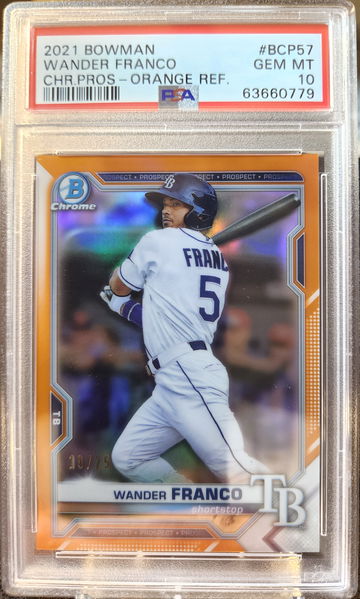 2021 Bowman Chrome Wander Franco #BCP57 Orange Ref /25 Gem Mint PSA 10 POP 1