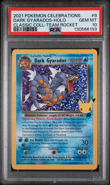 2021 Pokemon Celebrations Classic Collection Team Rocket Holo Dark Gyarados #8 PSA 10