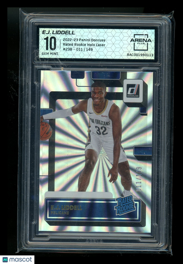 2022-23 Panini Donruss Rated Rookie Holo Laser E.J. Liddell #238 /149 Arena Club 10