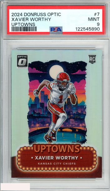 2024 PANINI DONRUSS OPTIC UPTOWNS XAVIER WORTHY #7 ROOKIE RC CHIEFS PSA 9 MINT