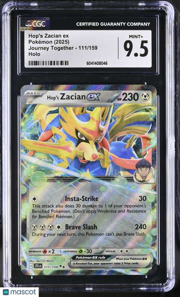 2025 Pokémon Journey Together Hop's Zacian ex Holo CGC 9.5 #111/159