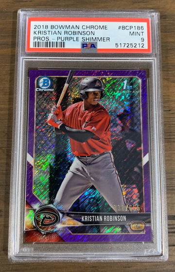 KRISTIAN ROBINSON 2018 1st Bowman Chrome Purple Shimmer /655 #BCP186 - PSA 9 MINT