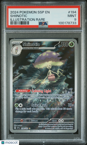 Surging Sparks Shiinotic Illustration Rare PSA 9 #194