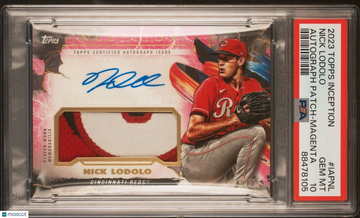 2023 2022 Bowman Nick Lodolo #IAPNL Magenta Auto Patch Rookie PSA 10 Topps