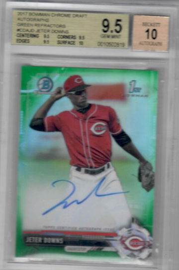 2017 Bowman Chrome Draft Jeter Downs Green Refractor /99 9.5 Beckett