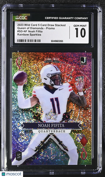 2023 Wild Card 5 Card Draw Stacked Noah Fifita #SD-NF Rainbow Sparkles /1 Queen of Diamonds - Promo CGC 10