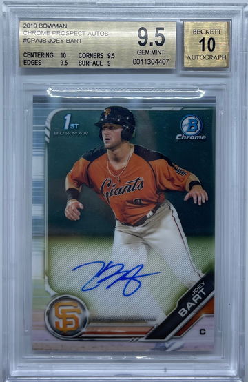 Joey Bart 2019 Bowman Chrome Prospect Autos #CPAJB BGS 9.5