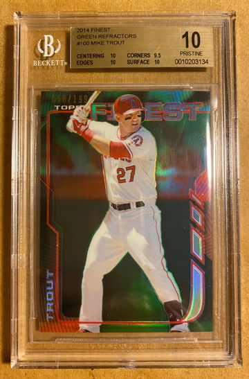 2014 Topps Finest Green Refractor /199 MIKE TROUT - BGS 10 Pristine 