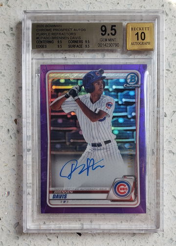 2020 Bowman Chrome Purple Refractor Auto /299 Brennen Davis BGS 9.5 GEM MINT