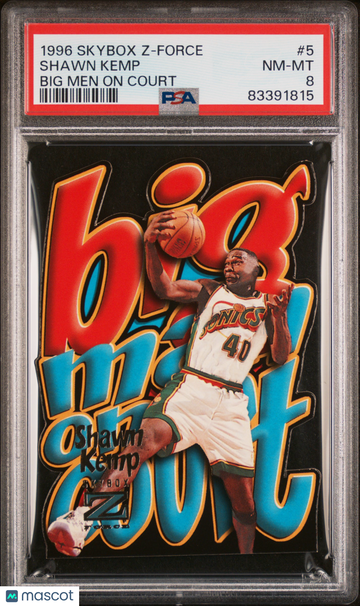 1996 Skybox Z-Force Big Men On Court Shawn Kemp #5 Big Men On Court PSA 8