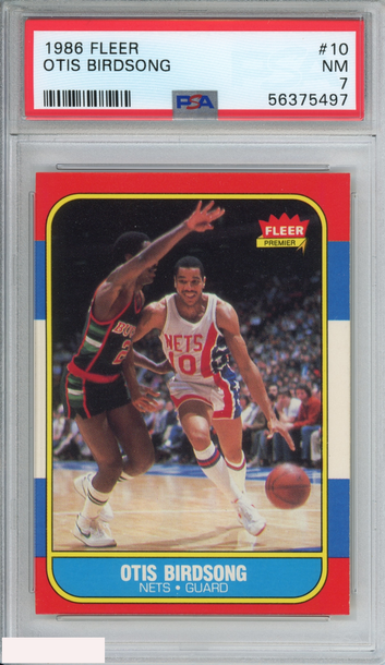 1986 FLEER OTIS BIRDSONG #10 NEW JERSEY NETS PSA 7 NM