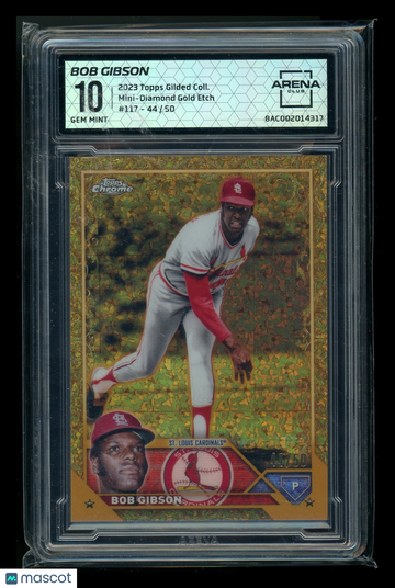2023 Topps Gilded Collection Mini-Diamond Gold Etch Bob Gibson #117 /50 Arena Club 10