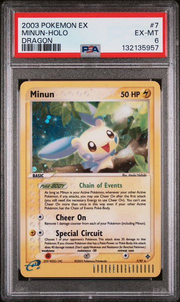 2003 Pokemon Ex Dragon Holo Minun #7 PSA 6