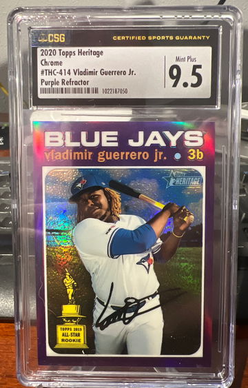 2020 Topps Heritage Chrome 414 Purple Refractor Vladimir Guerrero Jr