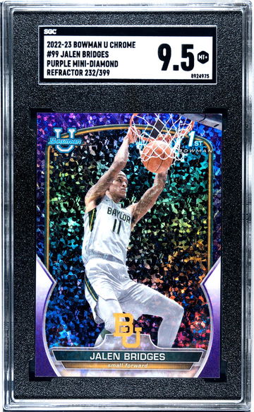 2022-23 Bowman U Chrome Purple Mini-Diamond Jalen Bridges #99 Refractor /399 SGC 9.5