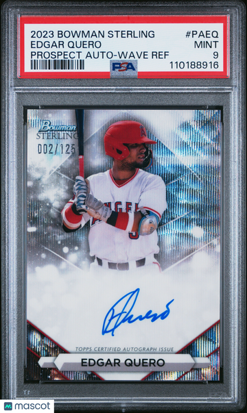 2023 Bowman Sterling Prospect Autographs Edgar Quero #PAEQ Wave Ref /125 PSA 9