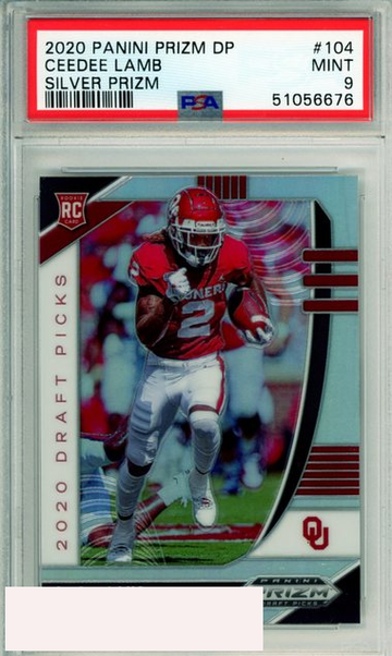 2020 PANINI PRIZM DRAFT PICKS SILVER PRIZM CEEDEE LAMB #104 ROOKIE PSA MINT 9