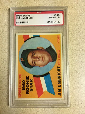 1960 Topps #145 Jim Umbricht PSA 8 NM-MT PIRATES ROOKIE 