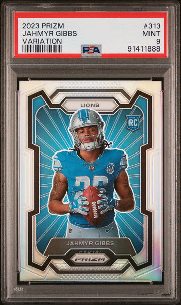 2023 PANINI JAHMYR GIBBS PRIZM VARIATION #313 PSA 9