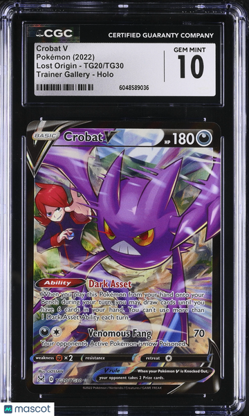 2022 Pokemon Lost Origin Crobat V Holo CGC 10 #TG20/TG30