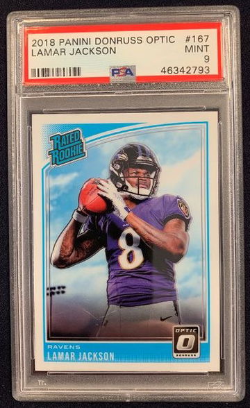 2018 Donruss Optic Lamar Jackson Rookie Card #167 PSA 9 MINT