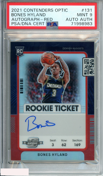 2021 PANINI CONT. OPTIC BONES HYLAND#131 AUTO-RED 87 OF 99 RC PSA 9  AUTO AUTH