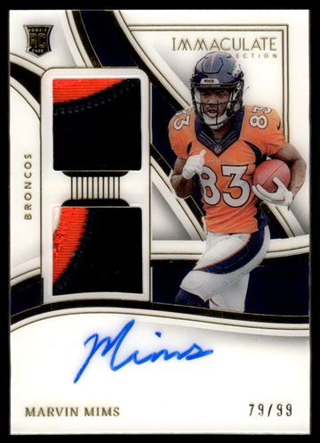 2023 Panini Immaculate Signature Patches Marvin Mims #SP-MMI RC Patch Auto /99