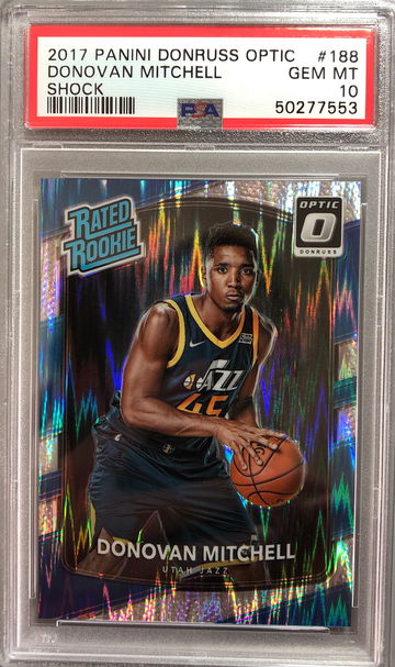 Donovan Mitchell 2017-18 Optic Shock Prizm PSA 10