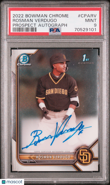 2022 Bowman Chrome Prospect Autographs Rosman Verdugo #CPARV PSA 9