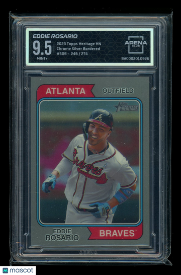 2023 Topps Heritage Chrome Silver Bordered Eddie Rosario #506 /274 Arena Club 9.5