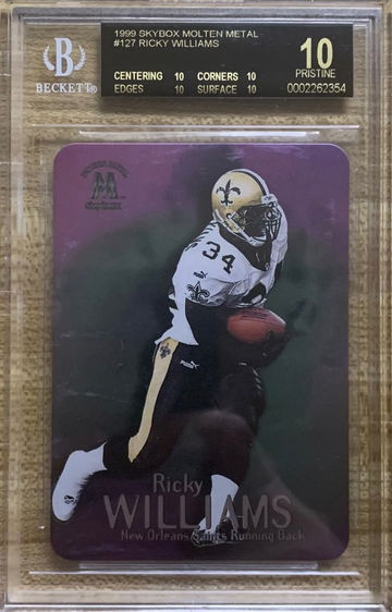 1999 Skybox Molten Metal Ricky Williams #127 Rookie Card RC BGS 10 Black Label *pop 3