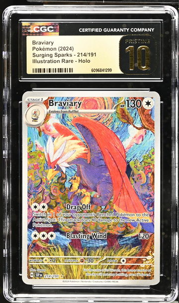 2024 Pokemon #214/191 Braviary Surging Sparks CGC 10