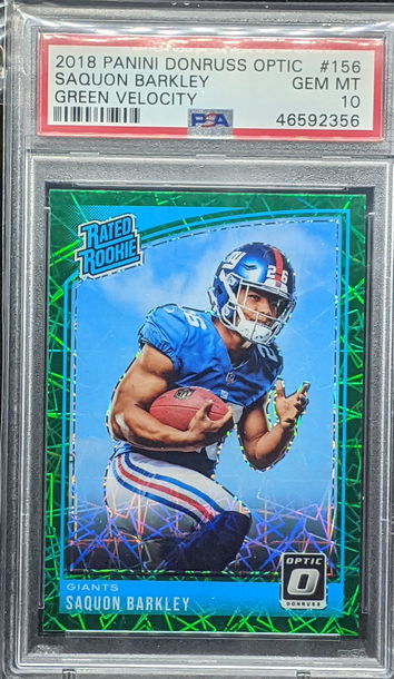 2018 Donruss Optic Saquon Barkley Rated Rookie Green Velocity PSA 10