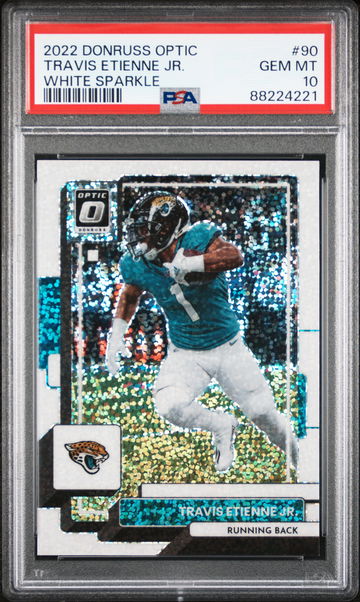 2022 Panini Donruss Optic White Sparkle Travis Etienne Jr. #90 PSA 10