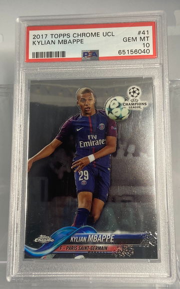 PSA GEM MT 10 2017 Topps Chrome UCL Soccer Kylian Mbappe Paris Saint Germain #41 ROOKIE RC 