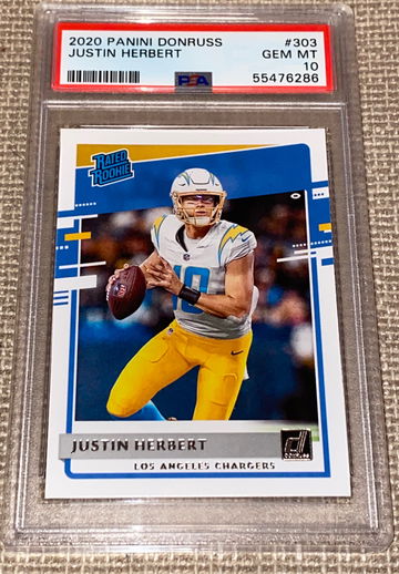 2020 PANINI DONRUSS JUSTIN HERBERT RATED ROOKIE  PSA 10