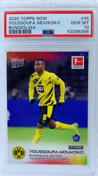 Youssoufa Moukoko 2020 Topps Now PSA 10 Rookie #45 Dortmund 💎 ⚽️