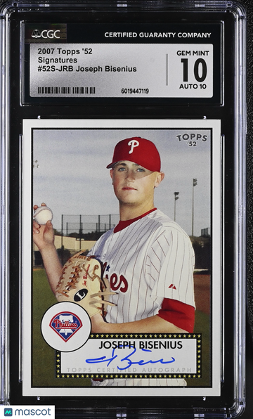 2007 Topps '52 Joseph Bisenius #52S-JRB Signatures CGC 10