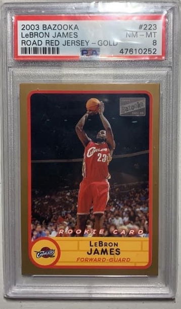 2003 Bazooka Gold LeBron James Red Jersey #223 PSA 8