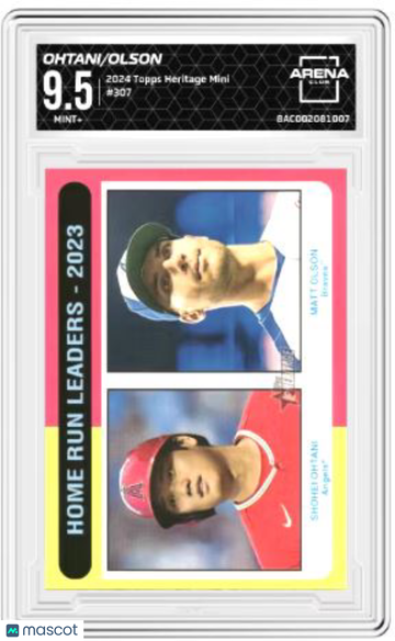 2024 Topps Heritage Mini Home Run Leaders - 2023 (Shohei Ohtani / Matt Olson) LL #307 Arena Club 9.5