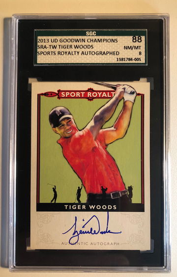 2013 Upper Deck Goodwin Champions Sport Royalty Tiger Woods Auto On-card autograph SGC 8