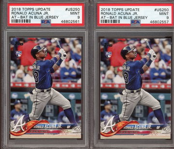 2018 Topps Update US250 Ronald Acuna PSA 9 2x Lot